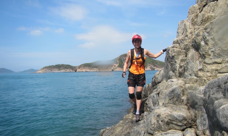 Coasteering is not for the faint-hearted. Esther Röling out on the cliff. 